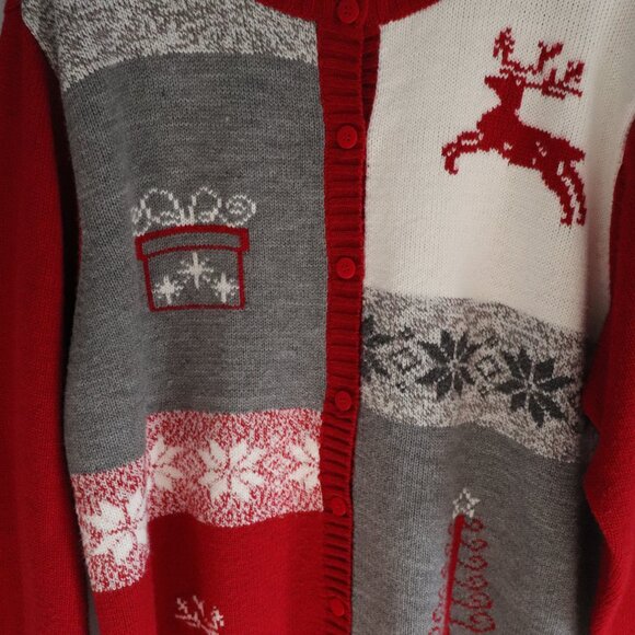 Vintage Penmans Plus Button Down 1X Red Christmas Winter Cardigan Knit Sweater - Picture 7 of 11